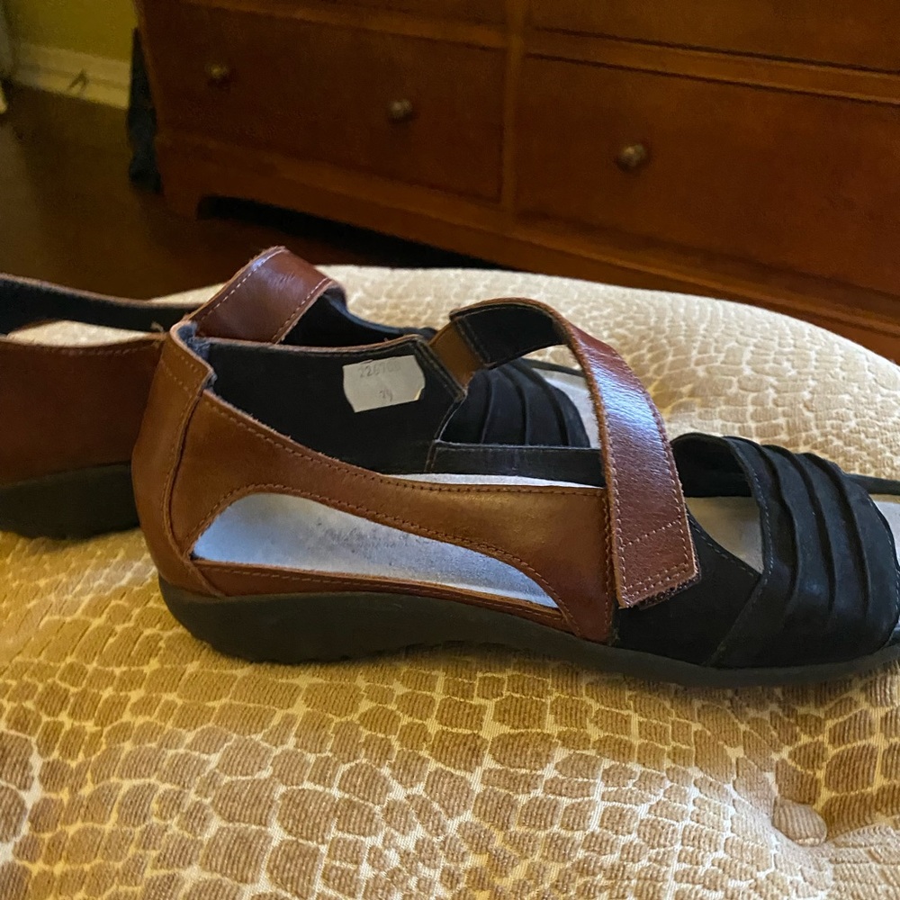 NAOT size 39 Black Brown sandals.  Very gently worn 3 times